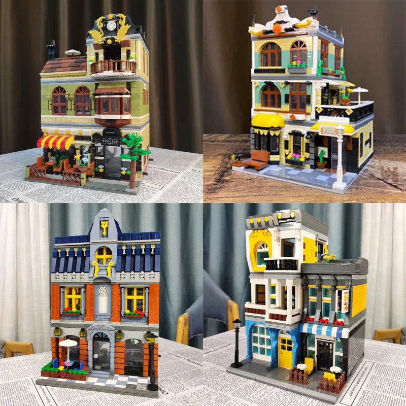 Кубики Детские модульные экспертные идеи модель Moc для ресторана городская улица