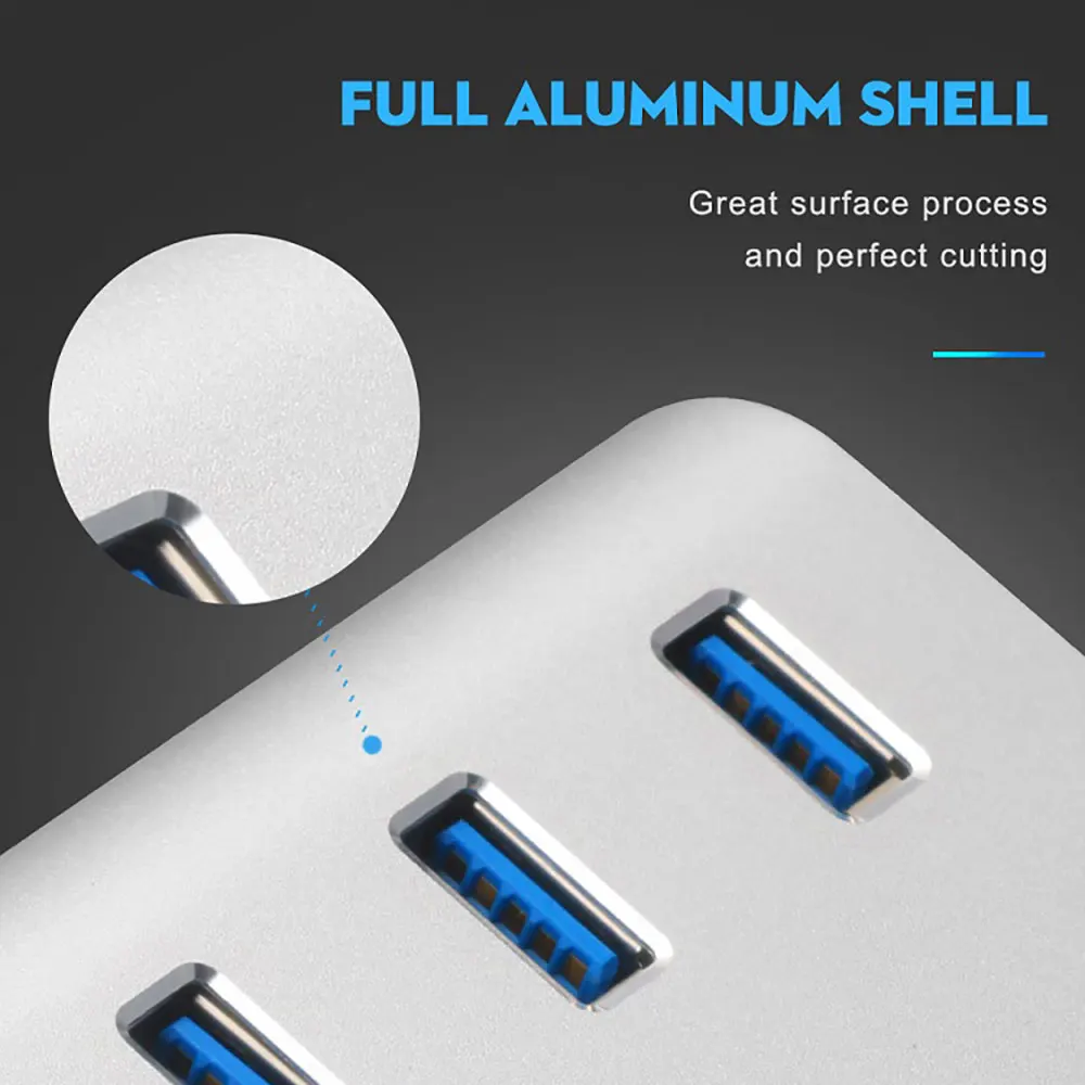 

3 USB 3.0 Splitter Computer Expansion Hub Multifunctional Memory Card Reader SD/TF Card Reader USB 3.0 Hub Aluminum