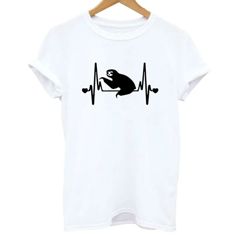 

2021 Fashion Cat Heartbeat Salvation Tshirt Printed Women Casual Funny T Shirts Harajuku Camiseta Mujer Poleras Mujer De Moda
