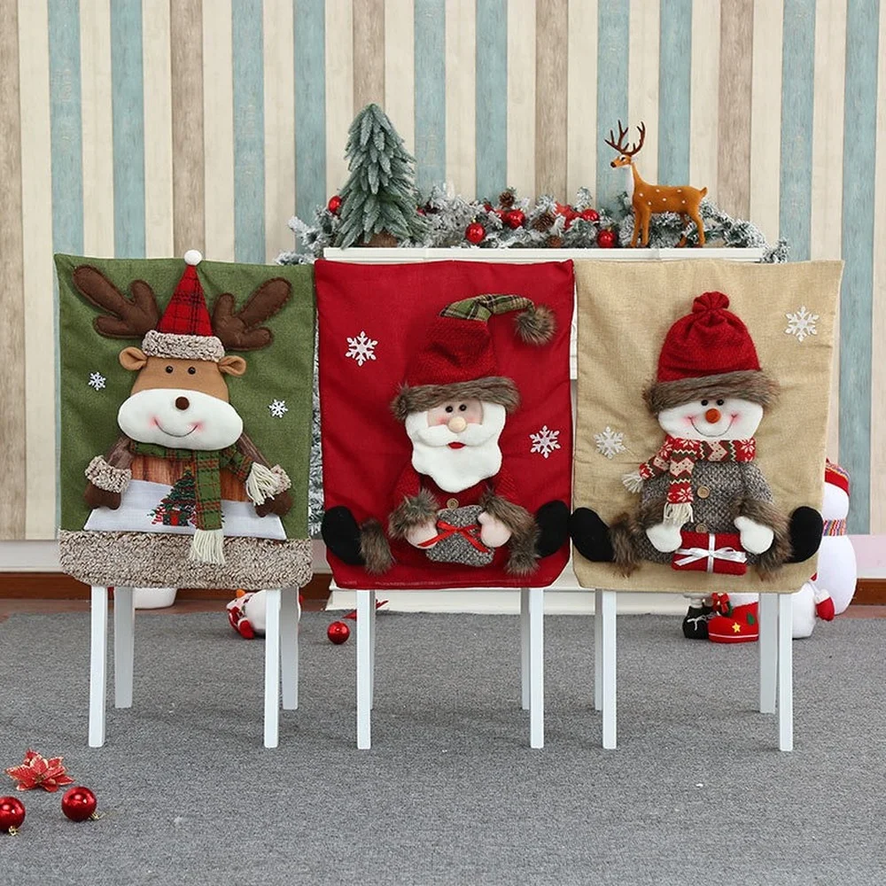 

Chair Covers Christmas Mr And Mrs Santa Claus Chair Back Cover Christmas Dining Dinner Table Decoration New Year Party Supplies