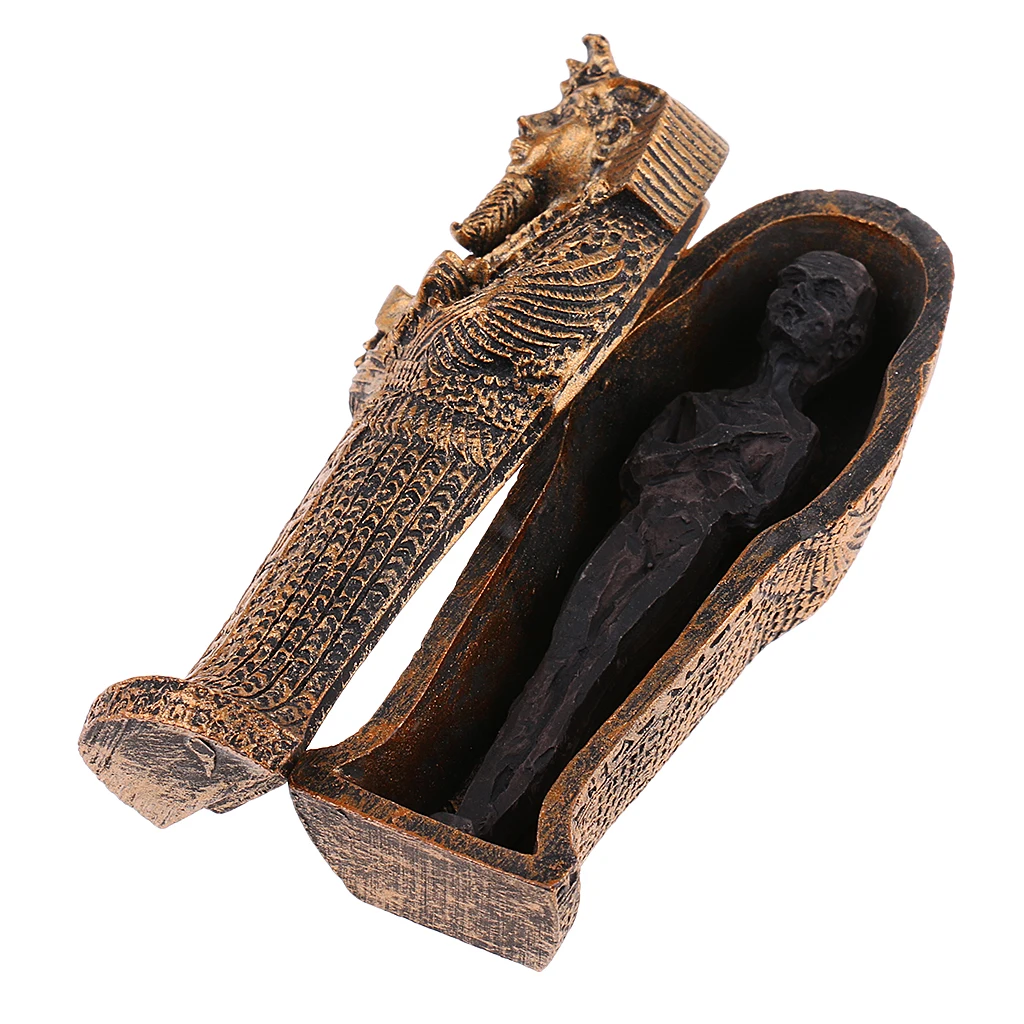

Resin Black Mummy Model Miniature With Coffin Home Office Decoration 9.5cm