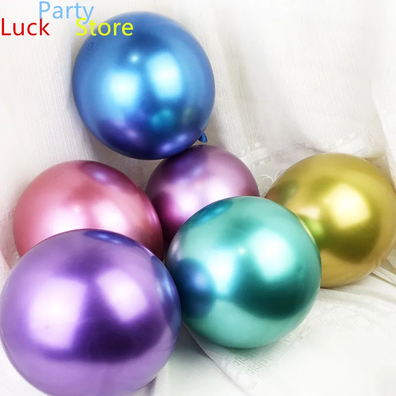 

50PCS Round Glossy Metal Pearl Latex Balloons Thick Chrome Metallic Colors helium Air Balls Globos Birthday Party Decor