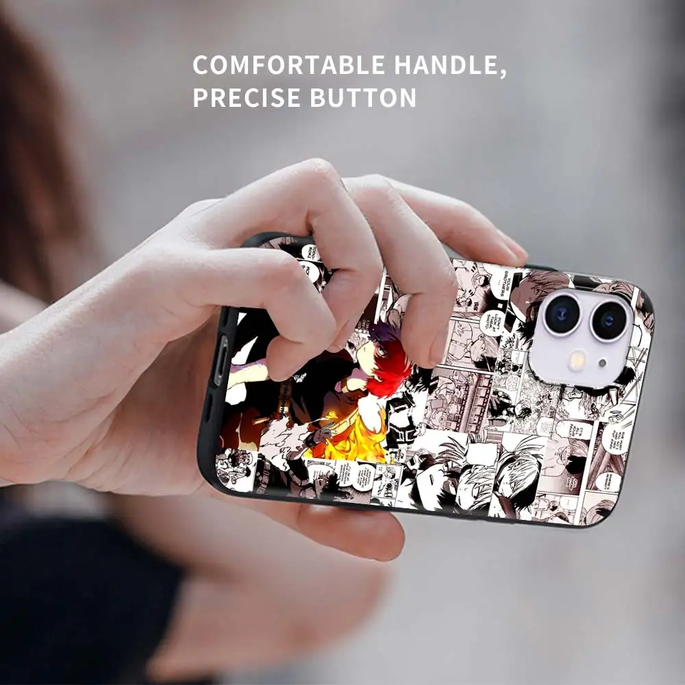 

Black Silicone Phone Case for Apple iPhone 11 7 12 Pro XR X XS Max 6 6S 8 Plus 5 5S SE Soft Back Cover My Hero Academia