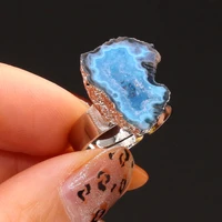 natural stone druzy crystal rings irregular charm slice druzy ring jewelry high quality for trendy lady party gifts