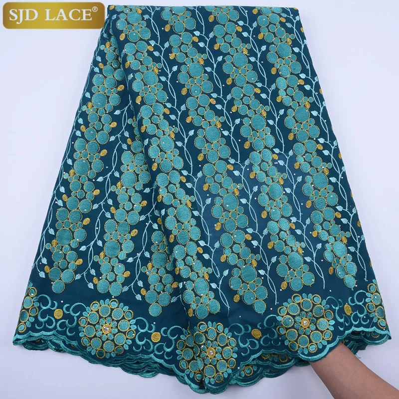 

SJD LACE African Lace Fabric High Quality Swiss Voile Lace Cotton Lace Fabrics Embroidery Dry Lace For Women Dress A1820