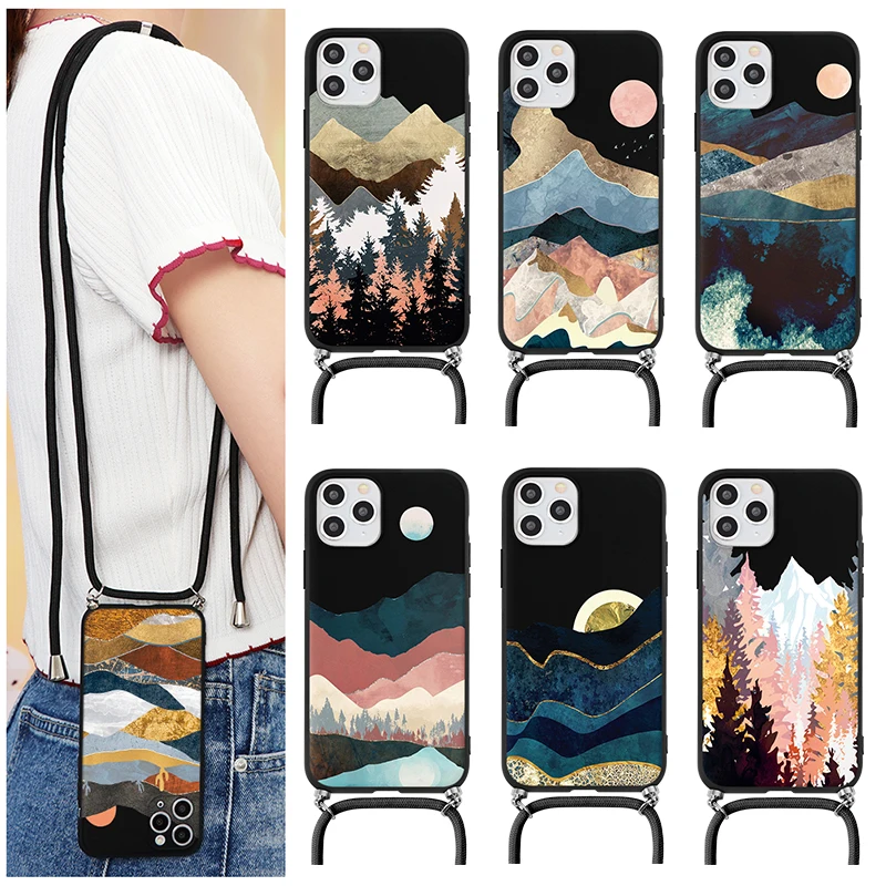 Пейзаж чехол для Xiaomi Poco X3 Redmi 9T 9C NFC Mi Note 10 S 10T 11 i Lite 9 9S 8T 8 7 5 6 Pro Max ожерелье шнурок
