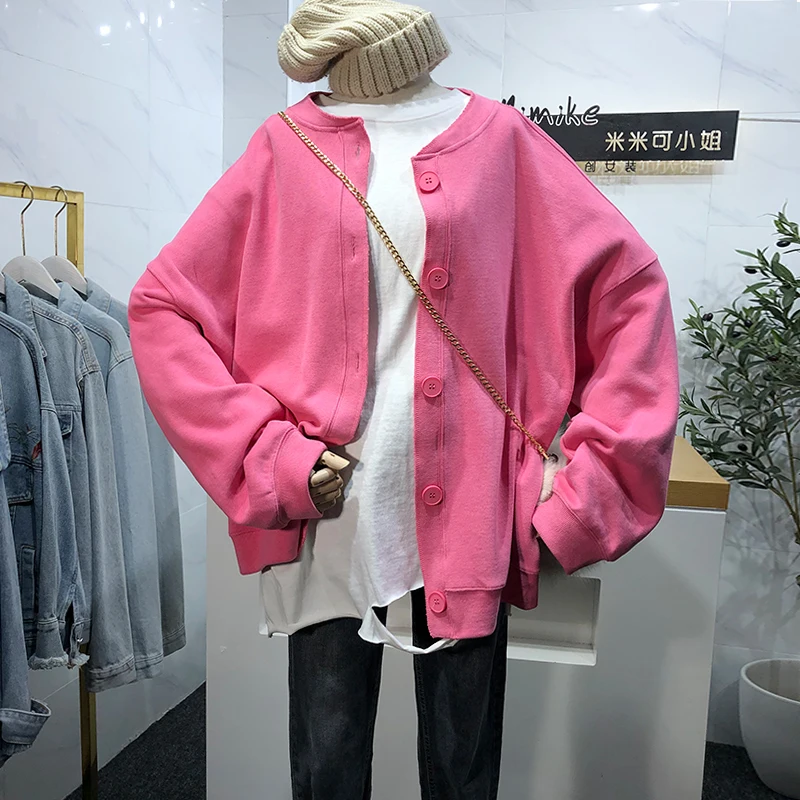 

Осень 2021, новая Корейская версия, свитер для уменьшения возраста, карамельные цвета, кардиган, Женская свободная бейсбольная форма для студ...
