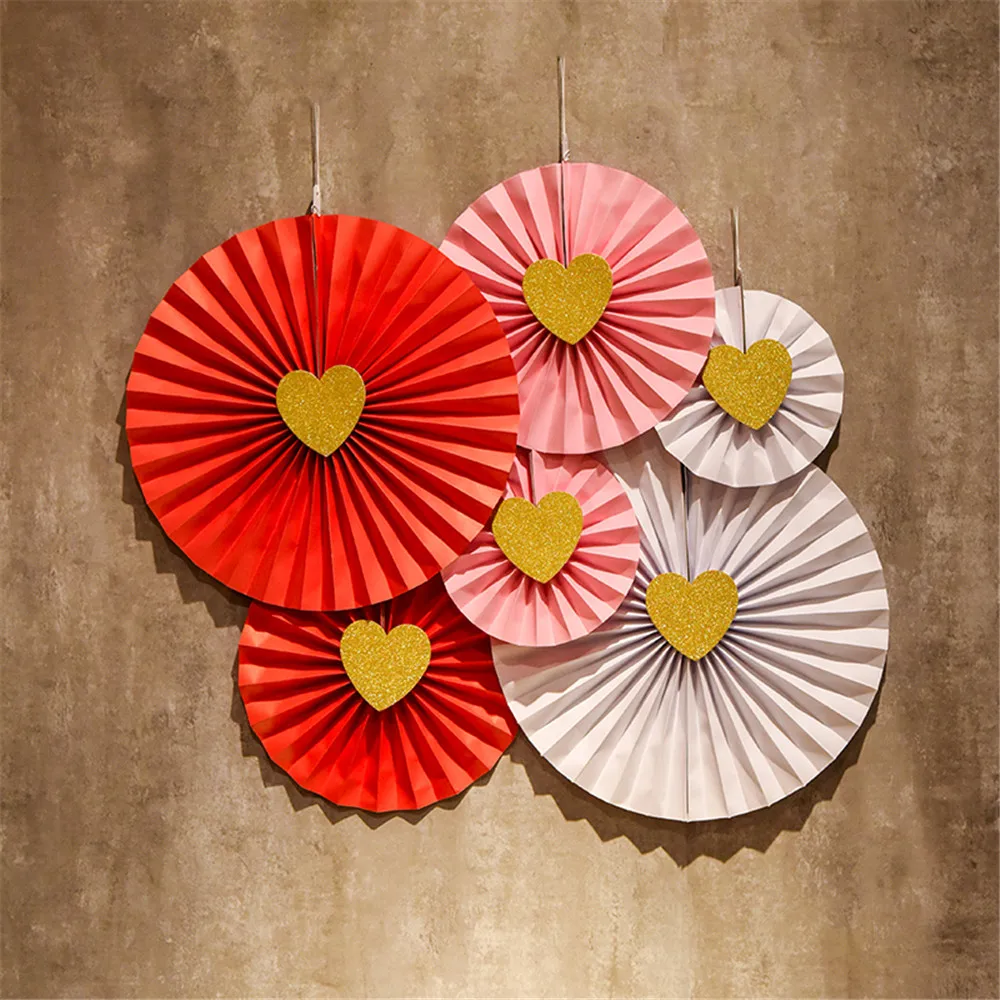 8pcs DIY Paper Crafts Paper Fans Black Goden Wedding Party Birthday Festival Decor Photo Backdrop Hanging Flower Paper Fan