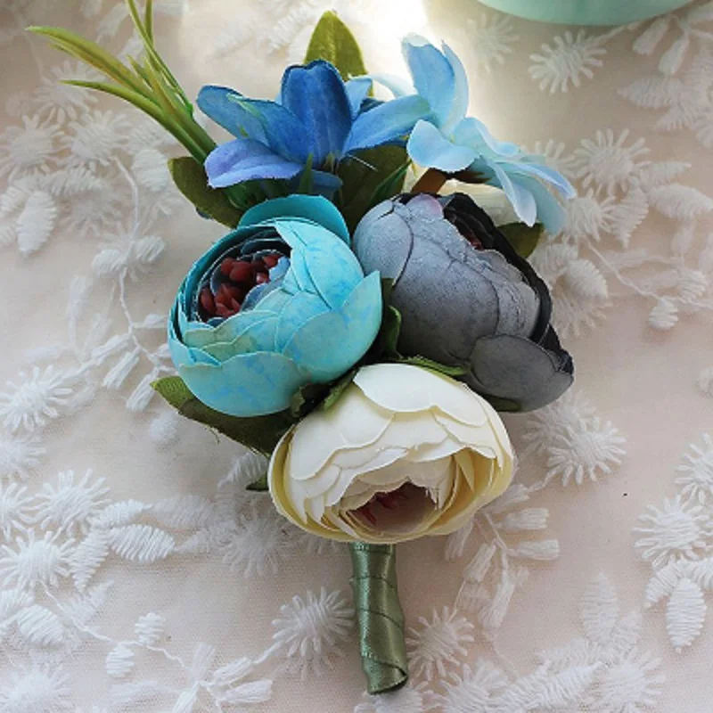 Лидер продаж браслет ручной работы корсажный искусственные шелковые розы цветы