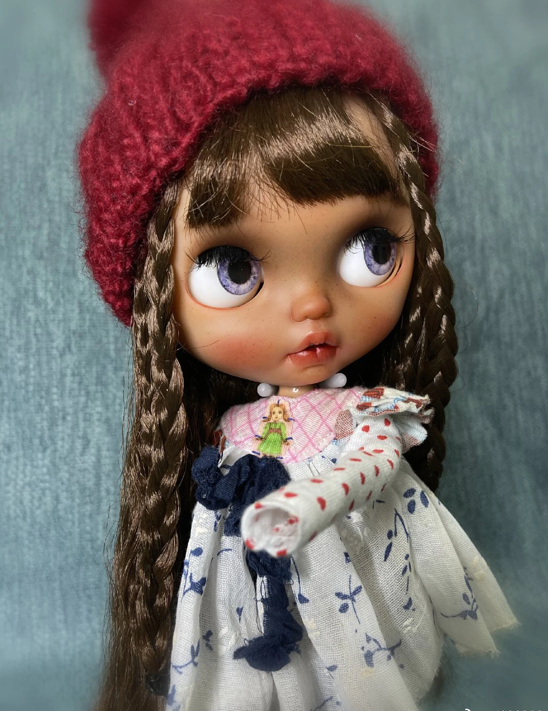makeup doll ICY 19 joint blyth кукла с макияжем лицо с волосами девочка подарок коричневая кожа с сонными глазами макияж кукла - Цвет: makeup doll