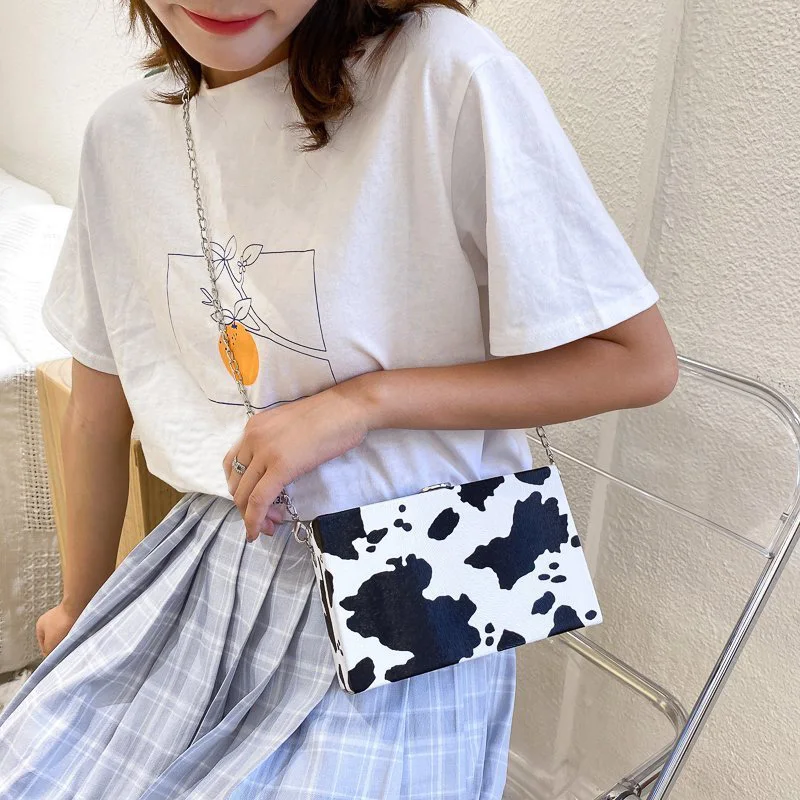 

New Fashion Casual Cow Texture Chain Shoulder Bag Messenger Bag Ladies Small Square Bag Handbag