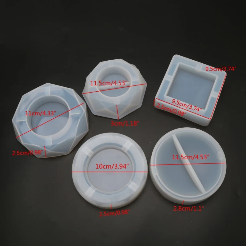 

5 Shapes Ashtray Resin Silicone Mold Heart Round Ashtray Resin Casting Molds Kit