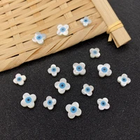 5 pcspack natural shell white loose beads evil eye shell beads flower shape diy making necklace bracelet jewelry size 8mm10mm