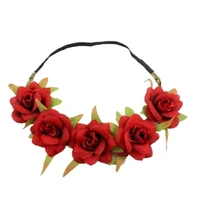 european and american new simulation rose flower headband wreath hairpin holiday beach bridal accessories head flower