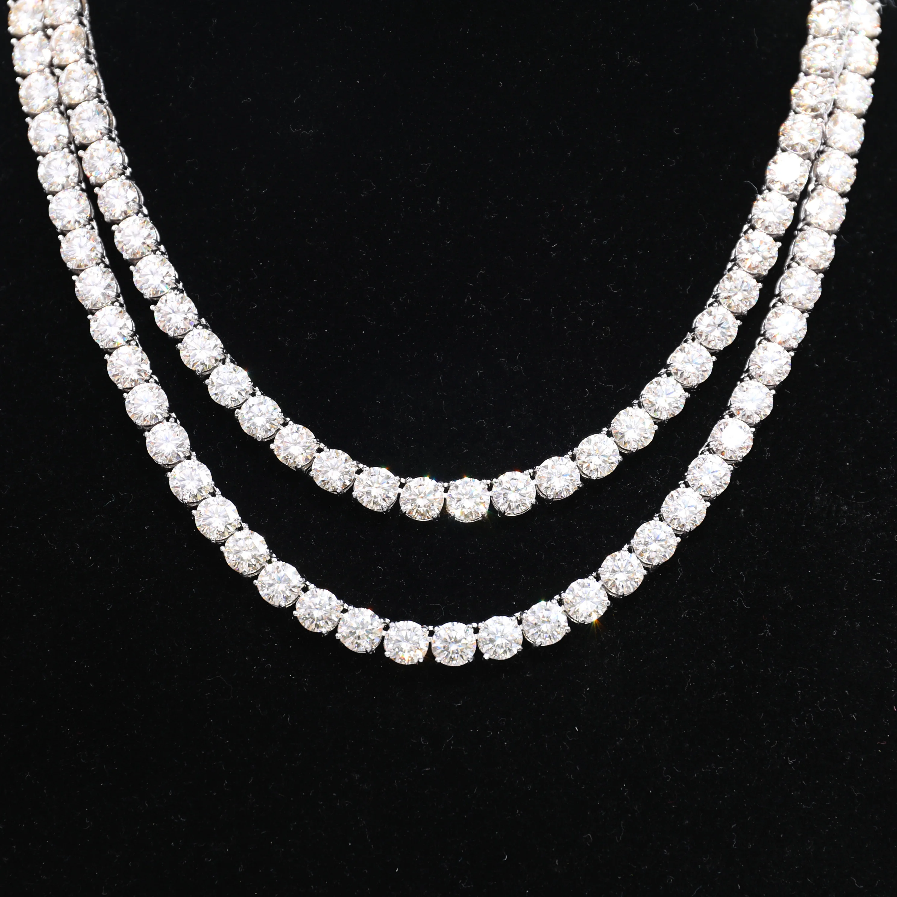 

P&Y Custom S925 Sterling Silver 1 Carat 3mm 4mm 5mm Necklace Choker VVS1 Moissanite Tennis Chain For Men Women