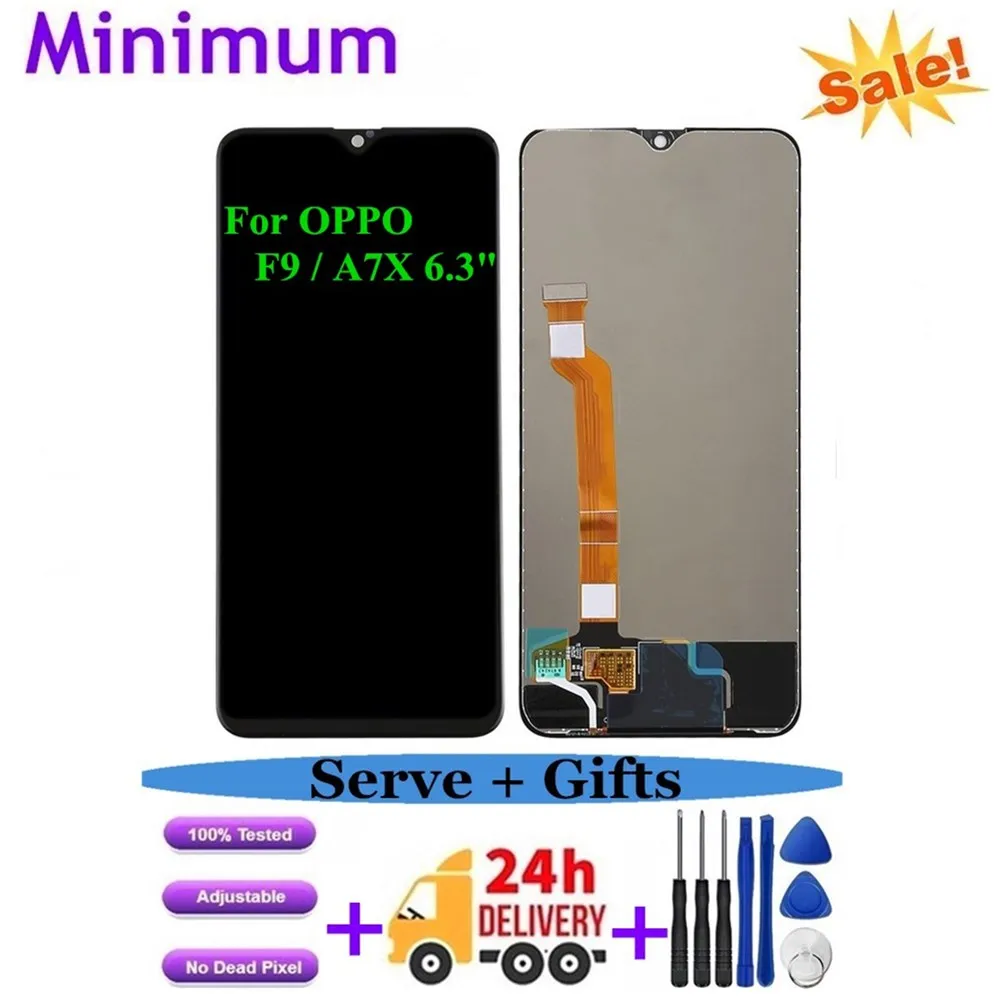Для OPPO F9/A7X 6," ЖК-дисплей кодирующий преобразователь сенсорного экрана в сборе+ инструменты запасные части протестированный ЖК-дисплей s