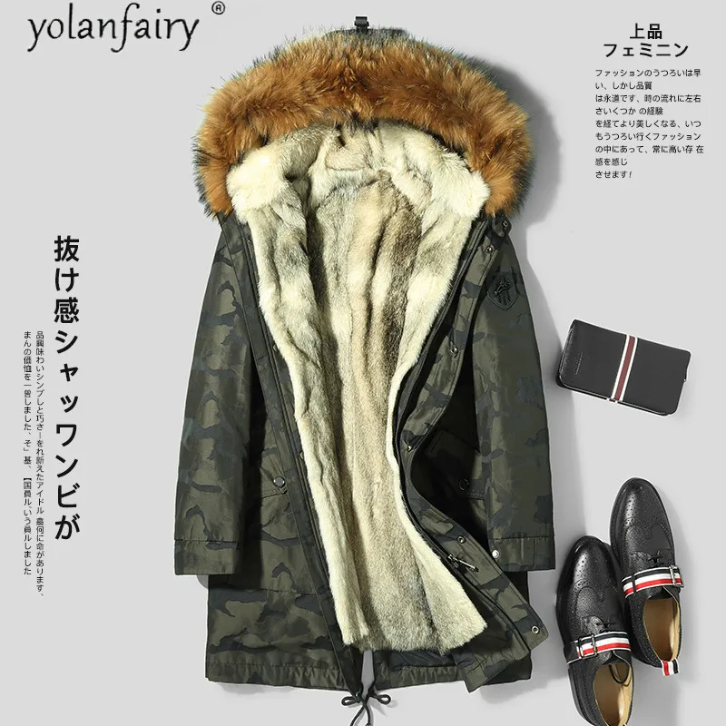 Пальто с натуральным мехом Мужская одежда зимняя куртка 2020 мужские парки длинные