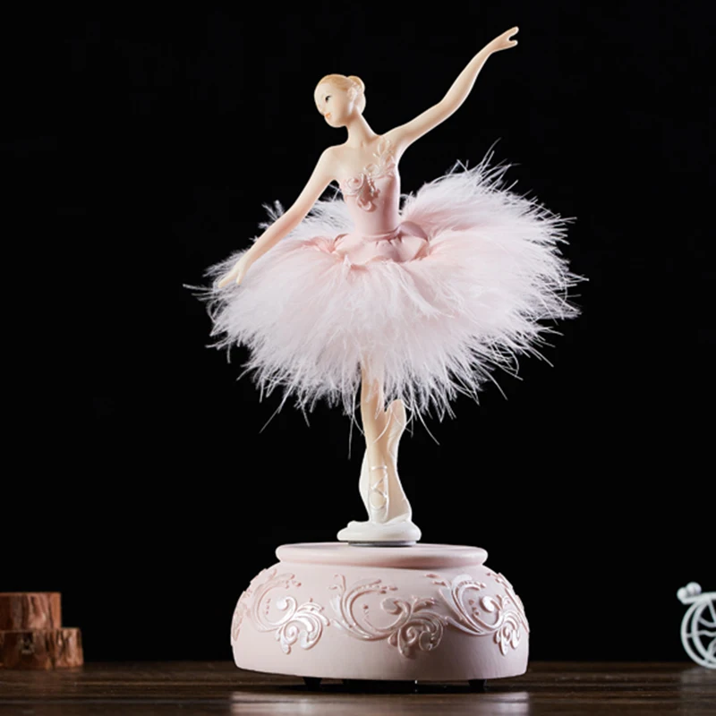 

Ballerina Music Box Dancing Girl Swan Lake Carousel with Feather for Birthday Gift FOU99
