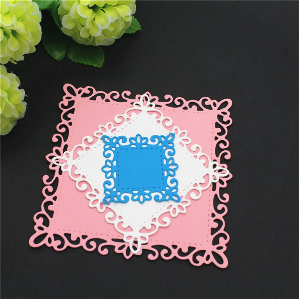 3PCS Pierced Frame Cut Dies Scrapbooking Steel Cutting Dies Stencils Embossing DIY Card Photo Album Template Metal Craft