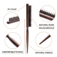 1pc roll comb boar bristle hair brush wood hair comb curly hair styling barrel hair brush for salon beauty