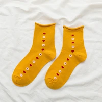1 pair japanese and korean fashion curling women socks small flower tube socks female loose short sock