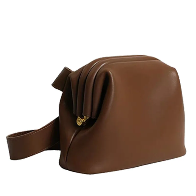 

Korean Style Womens Fashion Genuine Leather Waist Bag Armpit Design Zippers Cowhide Shoulder Bag High Quality Crossbody Bags