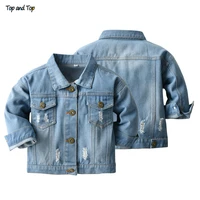 top and top spring autumn kids casual jacket girls ripped holes jeans coats little boys girls denim outerwear costume 12m 6y