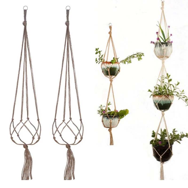 Vintage Plants Hanger Hook Flower Pot Holder 4 Legs String Hanging Rope Wall Art Home Garden Balcony Decoration | Дом и сад