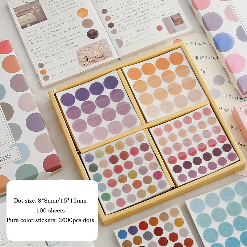 

SIOU 100sheets Color Dot Small Round Label Sealing Sticker Box Journal Material Spree Cute Scrapbook Kawaii Stationery Supplies