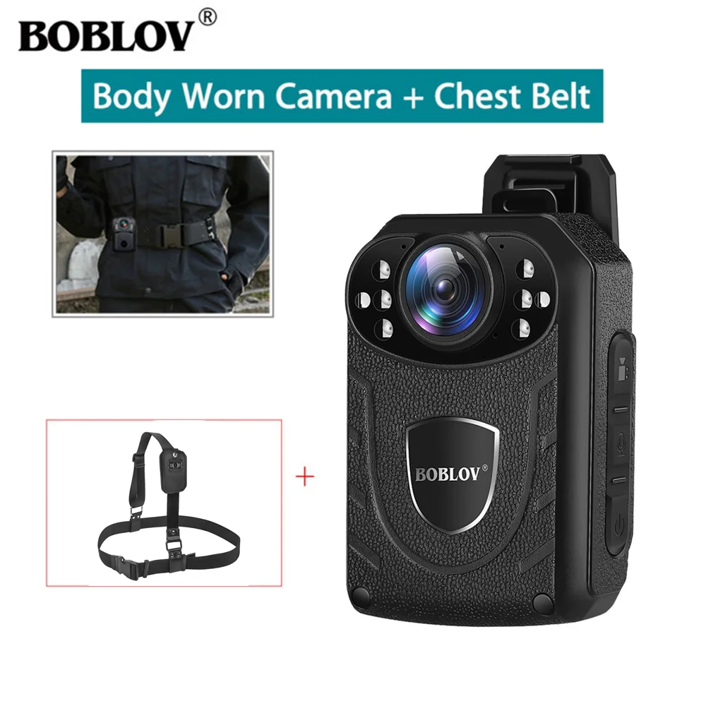

Boblov KJ21 Body Worn Camera 1296P DVR Video Security Cam IR Night Vision Wearable Mini Camcorders with Belt Police Camera