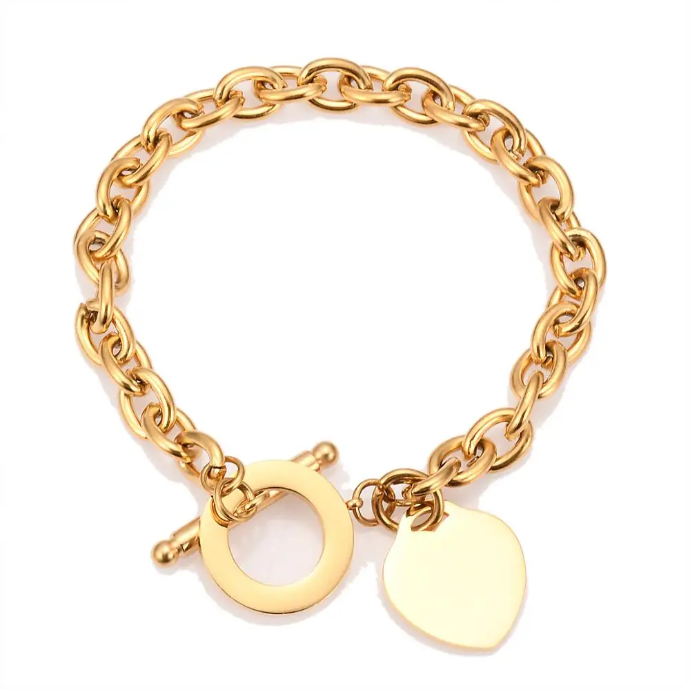 Женские Ювелирные изделия из нержавеющей стали браслет в форме сердца розовое