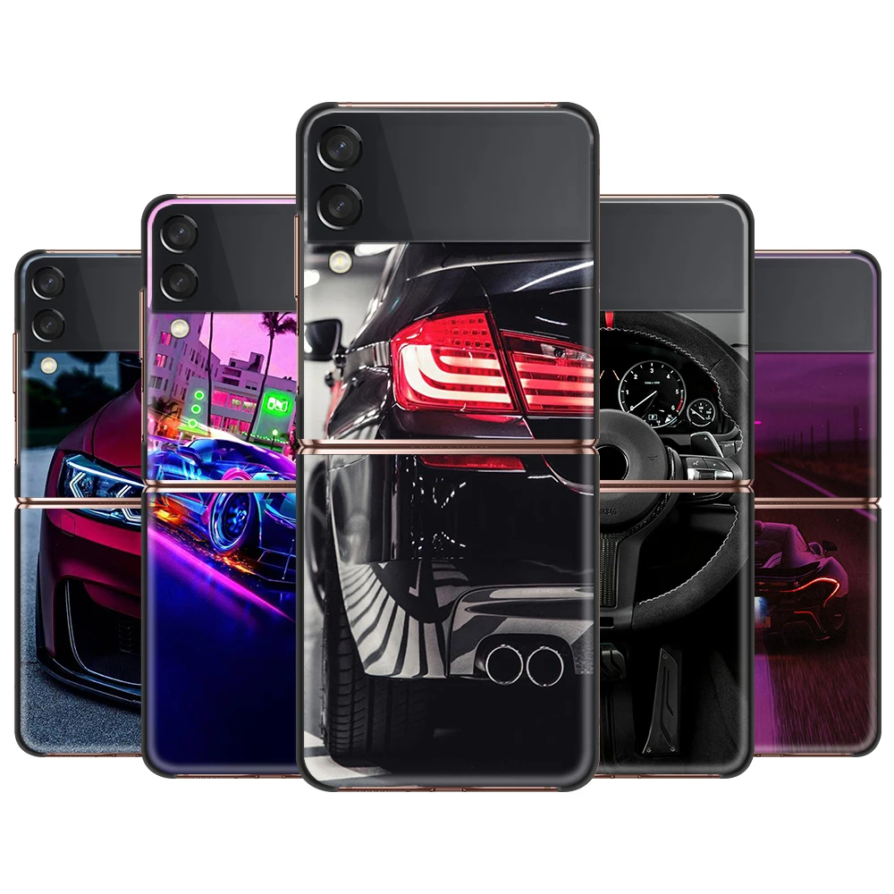 

Sports Cool Car Man Cover For Samsung Galaxy Z Flip 6.7" Flip3 5G Black PC Hard Phone Case Segmented Protect Coque