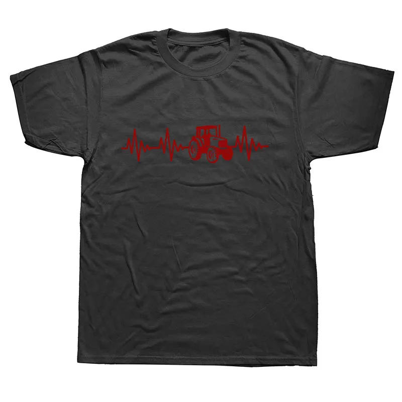 BLACK Heartbeat трактор фермер Забавные футболки для мужчин лето хлопок Harajuku короткий рукав О образным вырезом уличная черная футболка - Цвет: BLACK