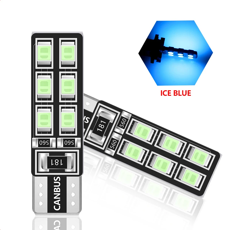 1 шт. T10 W5W Автомобильный светодиодный светильник CANBUS 12 свет 3528 SMD габаритная лампа для чтения 194 168 2825 сигнальная лампа белого цвета 12 В