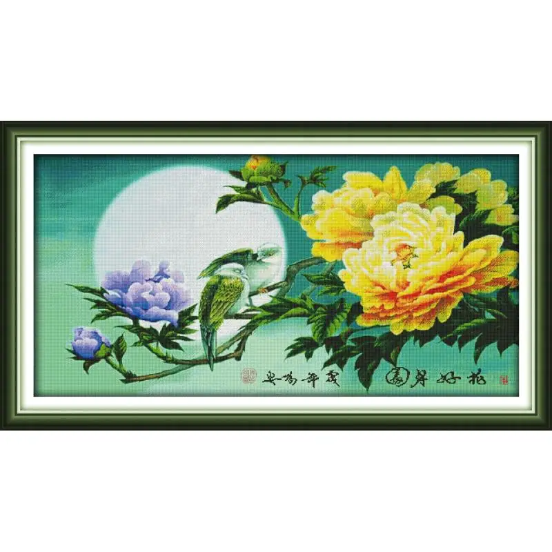 Joy Sunday Набор для вышивания цветов и лунного Креста 11/14 CTCross Stitch на холсте Китайская
