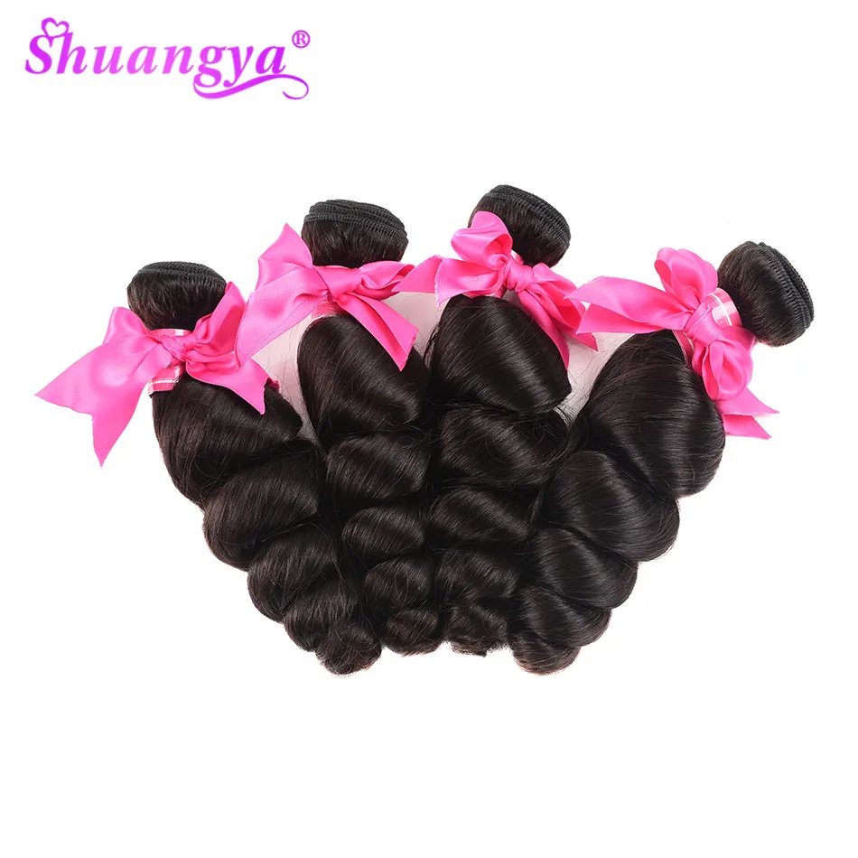 Shuangya волосы малазийские свободные волнистые пучки Remy для наращивания 10 "-28"