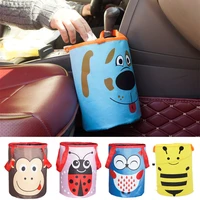 oxford cloth car trash bin hanging folding rubbish container cute storage bucket waterproof auto accessories garbage trash cans
