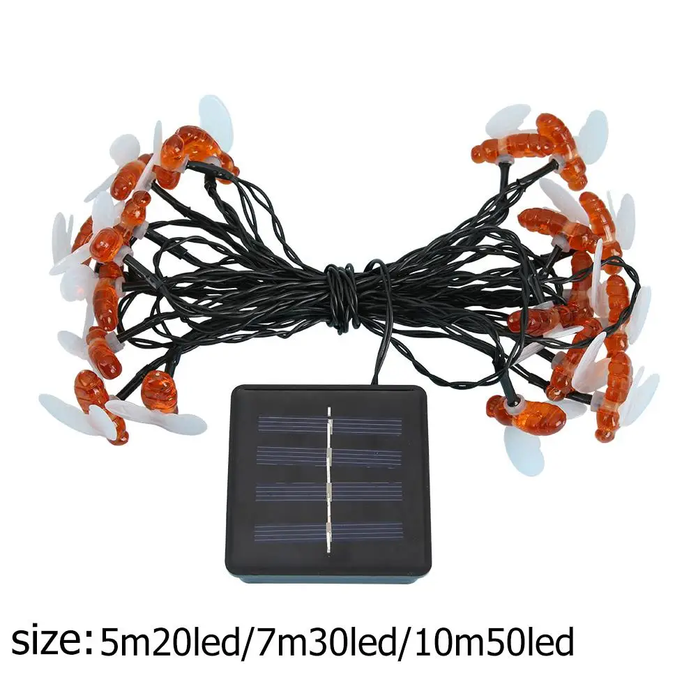 

20/30/50LED Solar Power LED Lamp String Bee Honey Shape Environmental Protection Lighting Strings for Patio Garland Lighting
