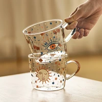 500ml creative scale glass mug breakfast mlik coffe cup household couple water cups sun eye pattern drinkware home decoration