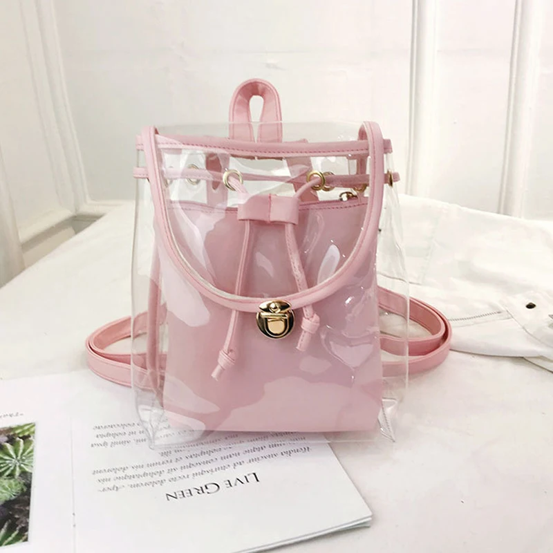 Летний Прозрачный женский рюкзак желеобразный школьный повседневные школьные