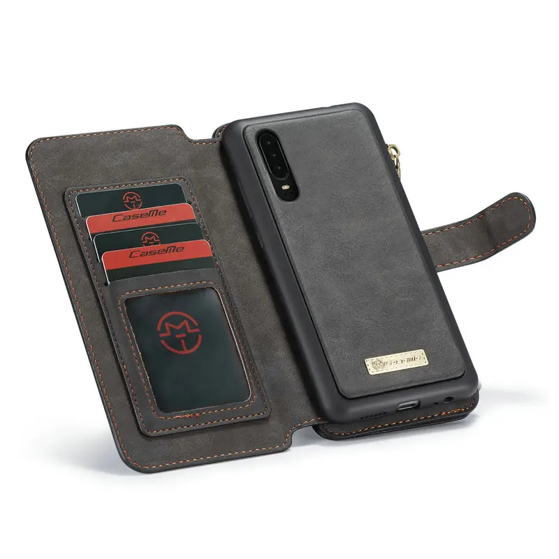 CaseMe настоящий чехол-кошелек для Huawei P30 роскошный 2 в 1 съемный кожаный чехол