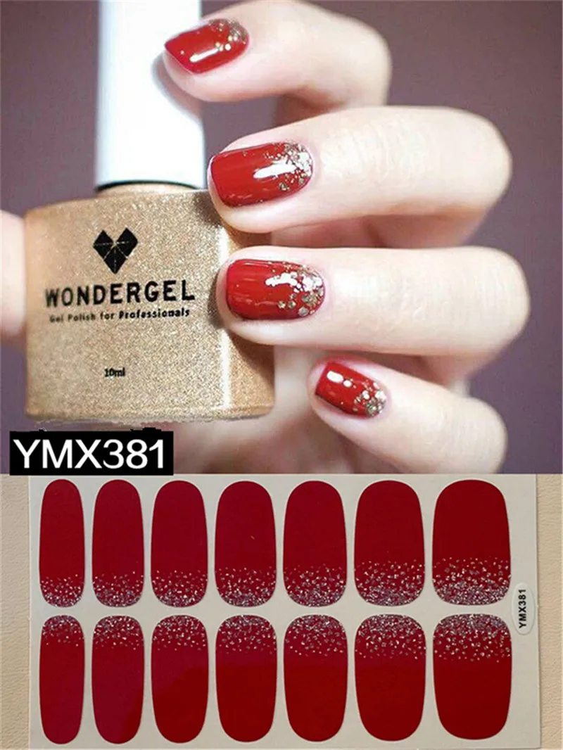 14 подсказок/лист цветной стикер для дизайна ногтей с полным покрытием наклейки