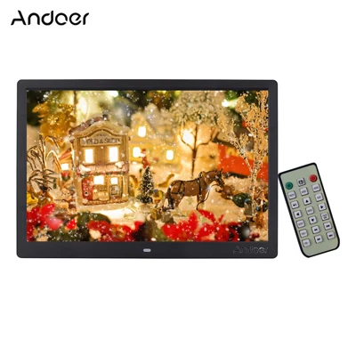 Andoer 15,4 дюймов 1280*800 светодиодный цифровая фоторамка 1080P HD видео воспроизведение с пультом дистанционного управления музыкальный фильм электронная книга - Цвет: Черный