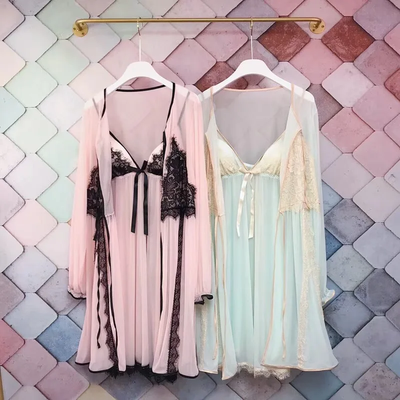 2020 летний кружевной прозрачный шифоновый комплект из двух предметов с нагрудной