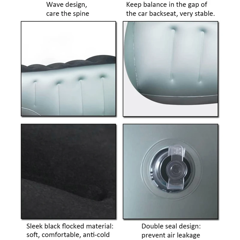 

Car Inflatable Mattress Split Body Travel Back Seat Outdoor Air Bed Cushion Pillows Pad