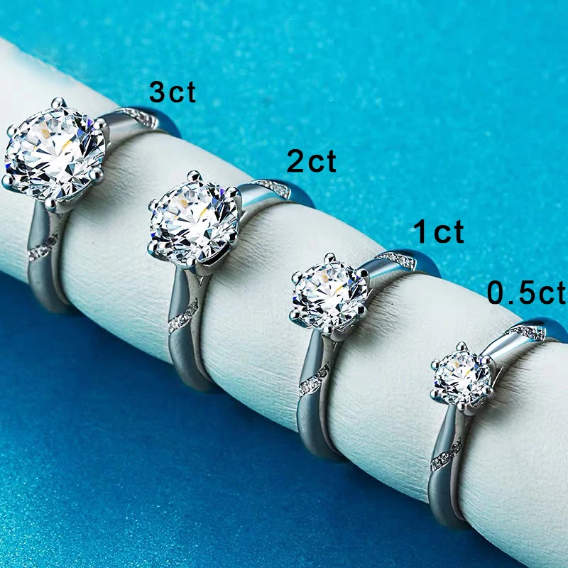 925 пробы серебро 1ct карат IJ цвет Муассанит кольцо ювелирные украшения круглая бриллиантовая огранка кольцо с бриллиантом для помолвки свадьбы