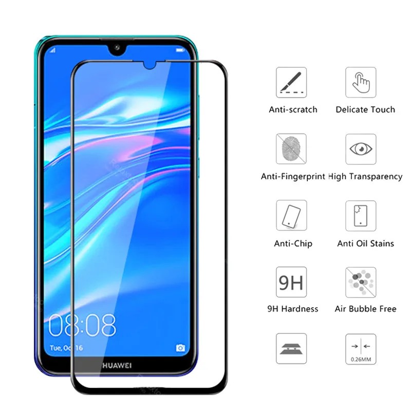 1-2 шт. закаленное стекло для huawei y7 2019 flim hauweii y 7 защитная пленка Защитная