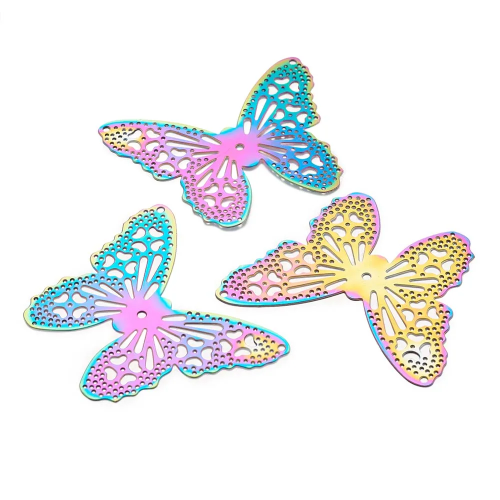 10 шт. &quotБабочка&quot из нержавеющей стали филигранные граненые Подвески для