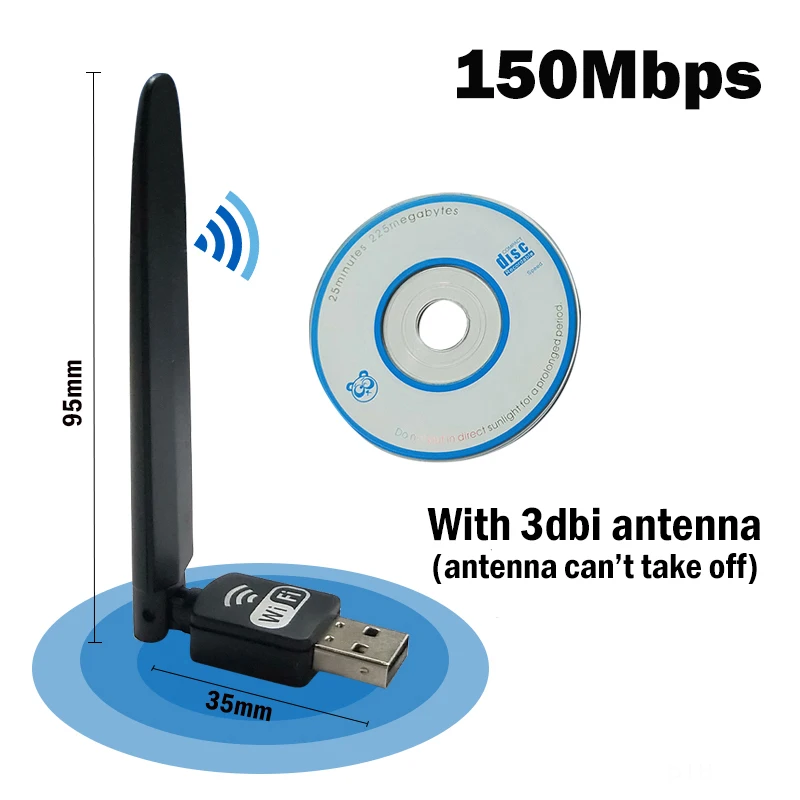 150M WITH ANTENNA Usb wifi адаптер ethernet lan 150 беспроводной 802.11n ноутбук Настольный ключ карта antena adaptador 2,4g 5g wi fi приемник wi-fi мини - Цвет: 150M WITH ANTENNA