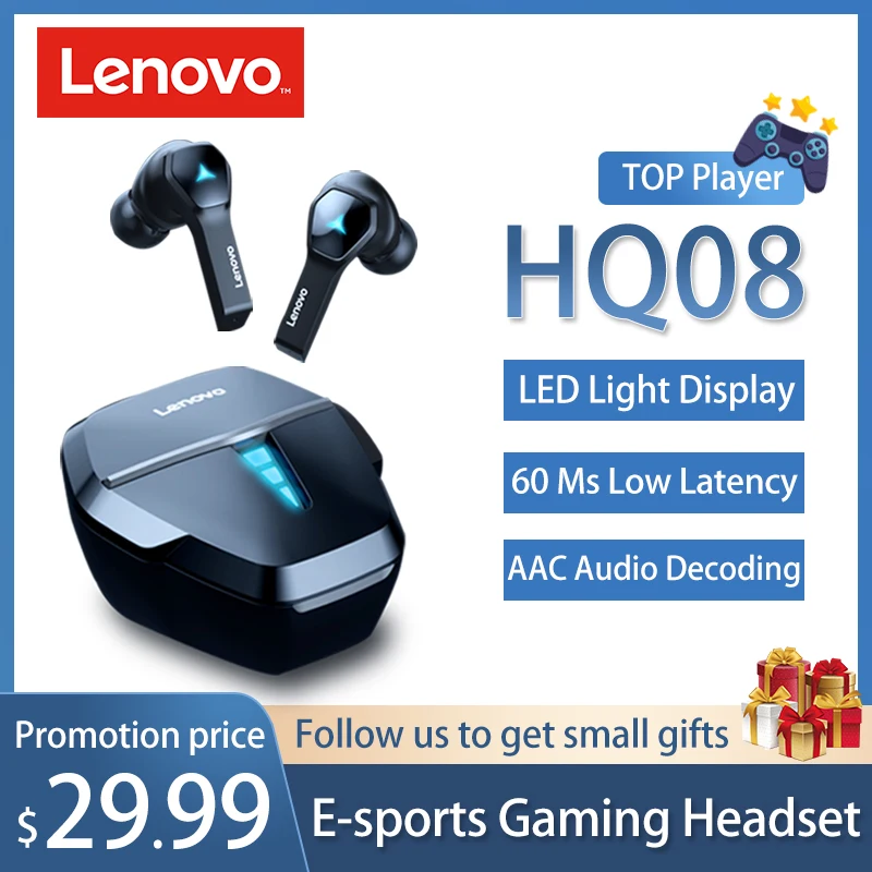 

NEW Lenovo HQ08 Wireless Game Bluetooth Headset In-ear Music Sports Gaming Ultra-long Battery Life Zero Delay Fully Compatible